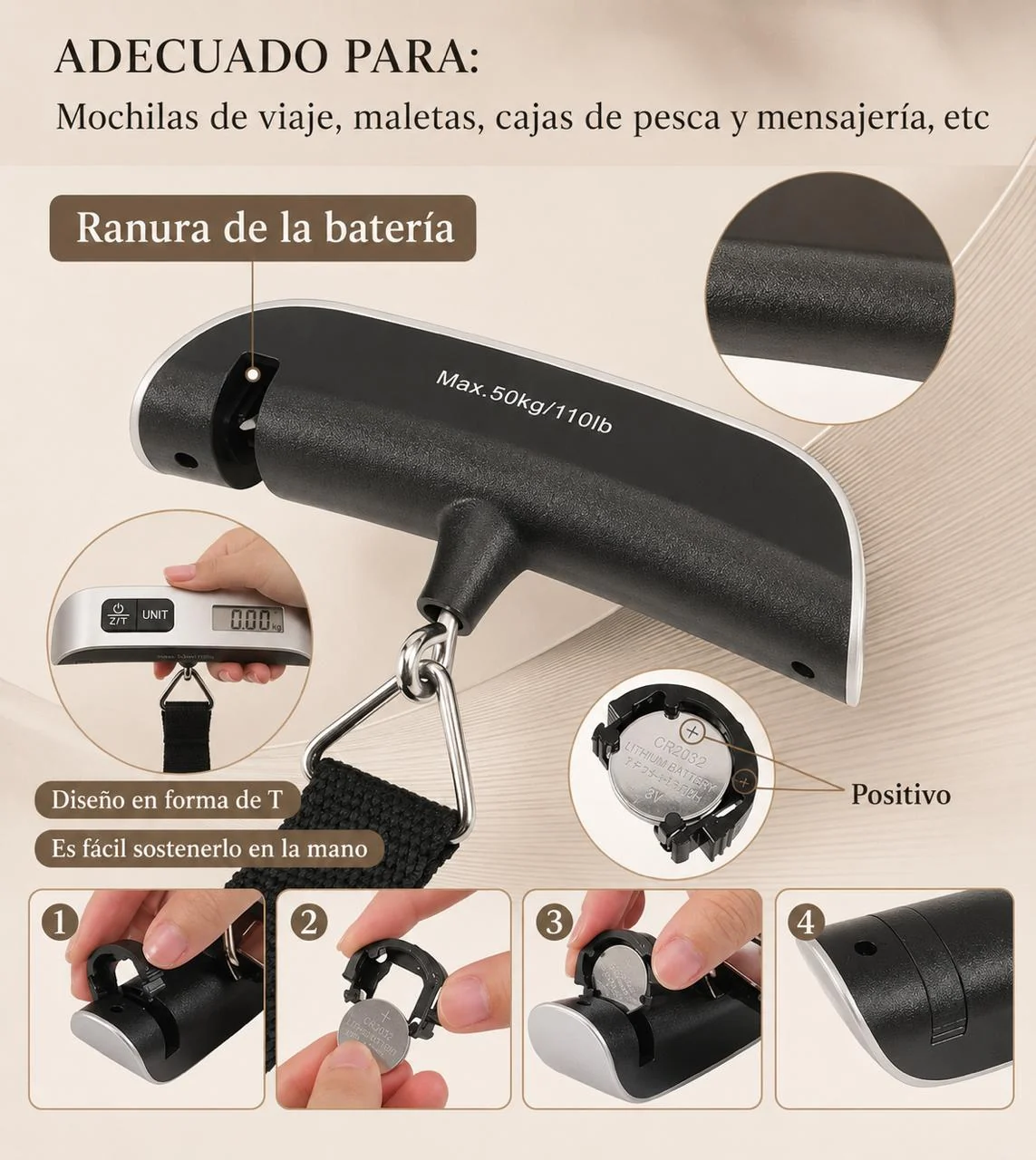 Detalles del segundo diseño de báscula digital para equipaje