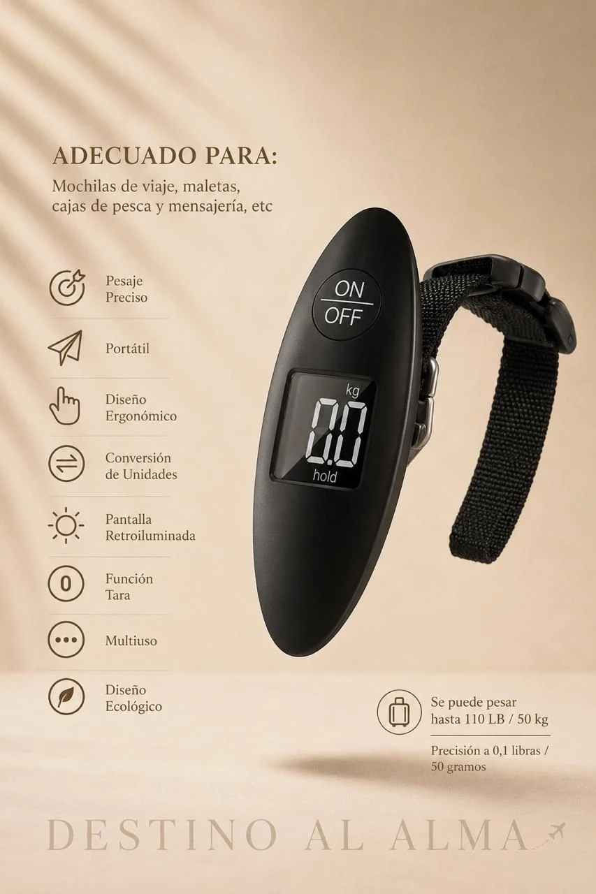 Primer diseño compacto de báscula digital portátil para equipaje