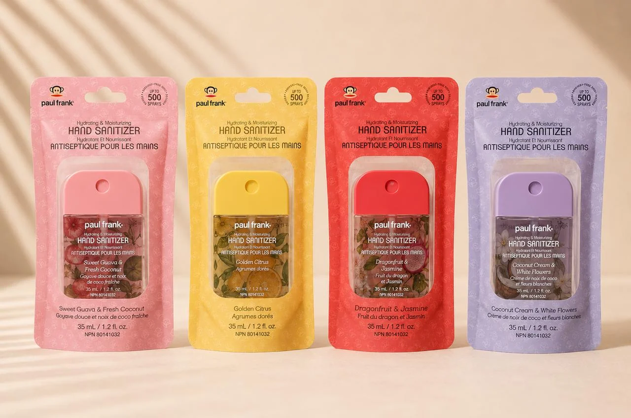 Colección de sanitizantes de manos Paul Frank en cuatro aromas